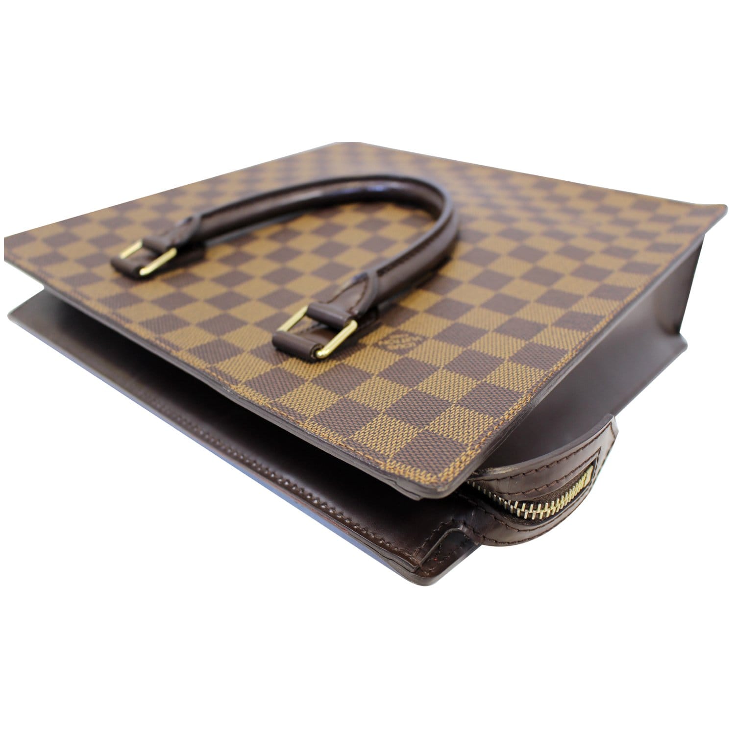 Louis Vuitton Sac Plat shopping bag in ebene damier canvas and brown