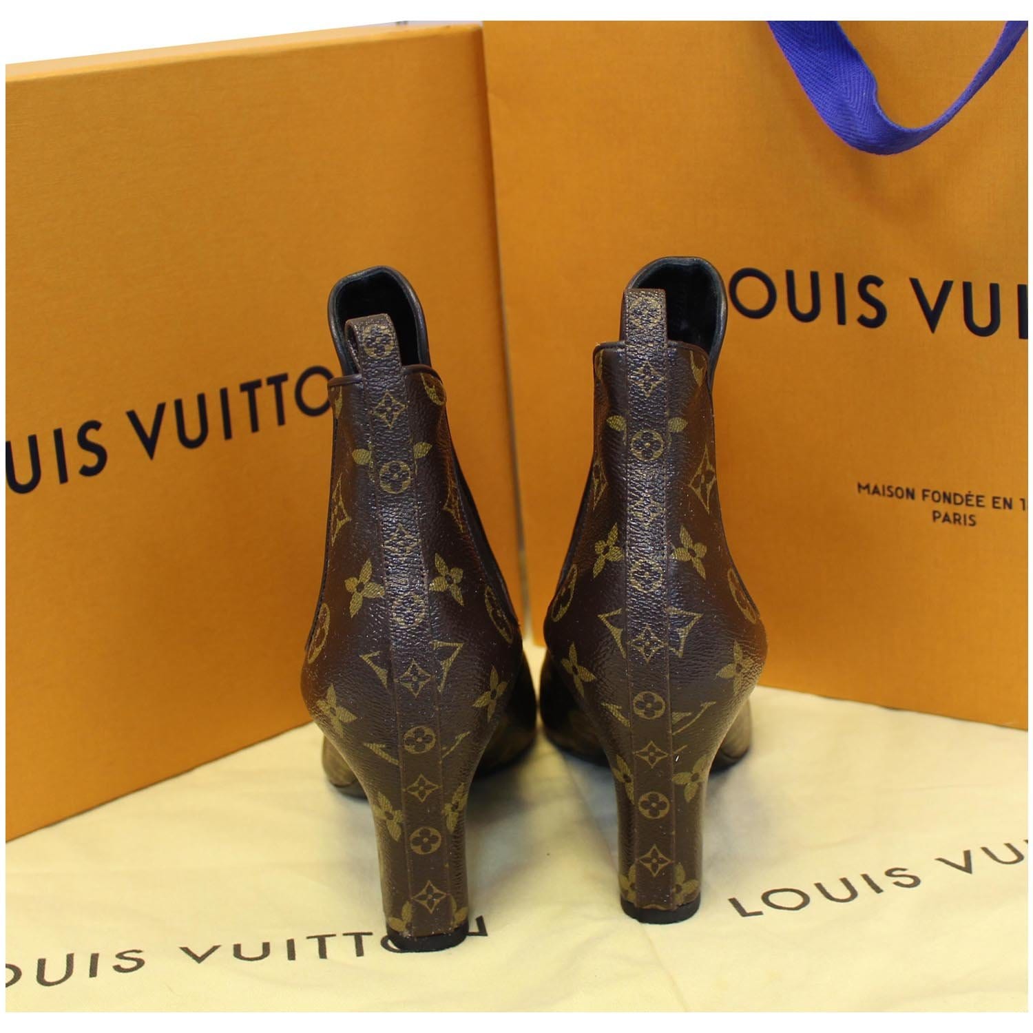 LOUIS VUITTON INSPIRED INFINITY ANKLE BOOTS 37 LEATHER MONOGRAM FOOTPRINT  BOOTS Brown ref.464547 - Joli Closet