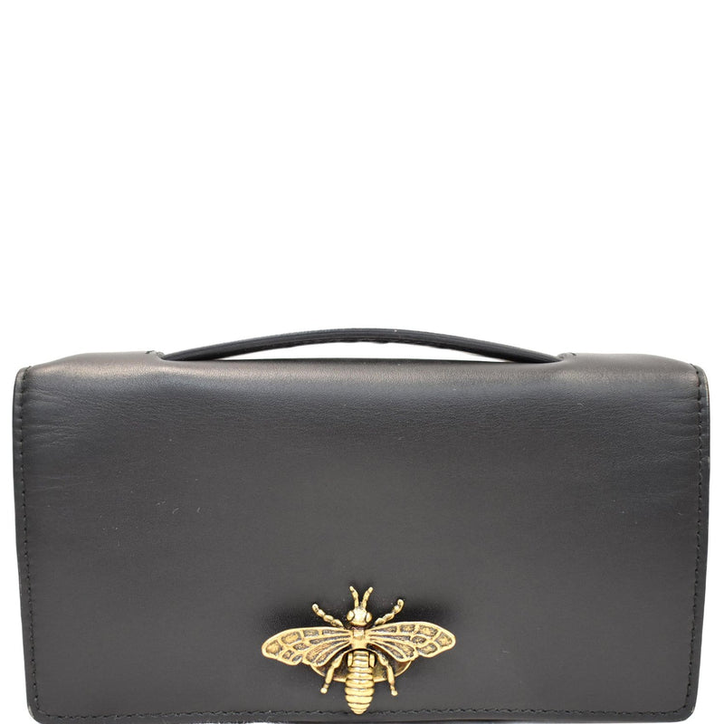 CHRISTIAN DIOR Bee Leather Pouch Clutch Bag Black - 20% OFF