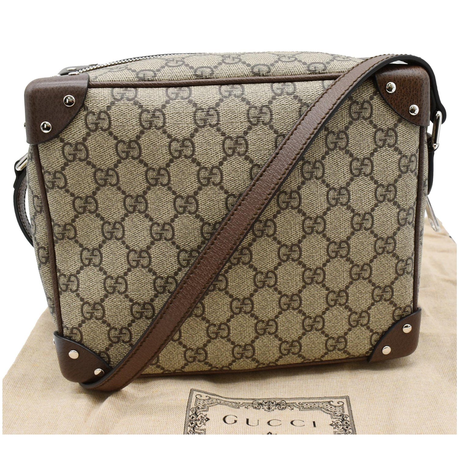 Gucci Beige/Brown GG Supreme Canvas and Leather Crossbody Bag