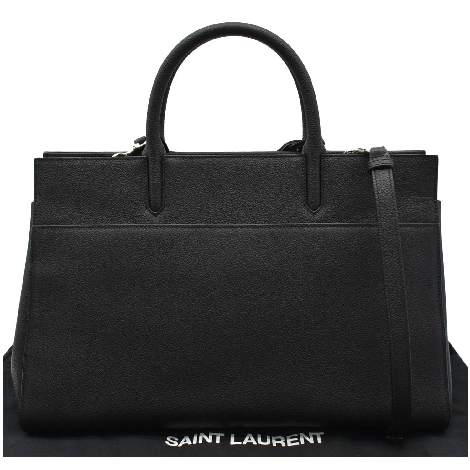 Saint Laurent - Women's Rive Gauche Glossed-And Appliquéd Mesh Tote - Black - Leather