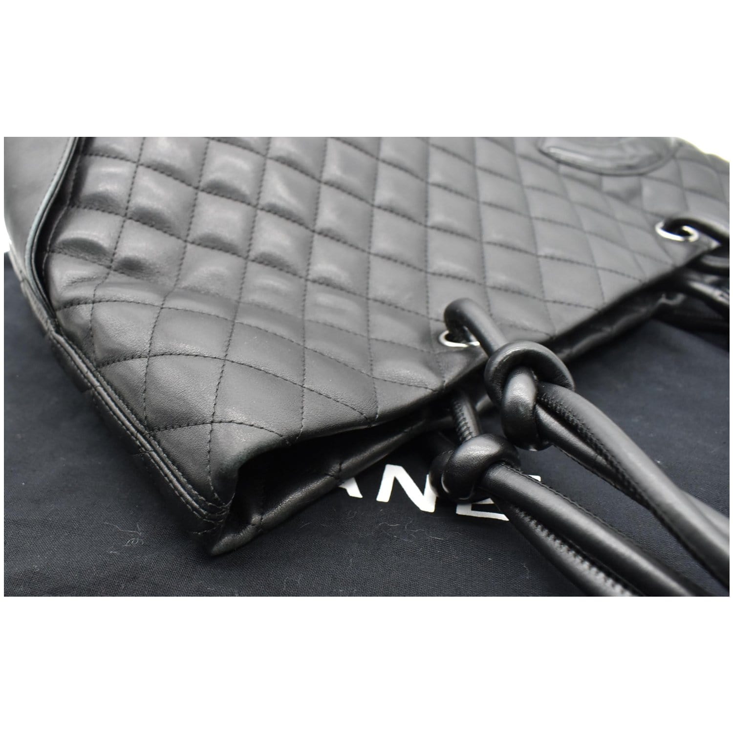 CHANEL Cambon Ligne Quilted Calfskin Leather Tote Bag Black