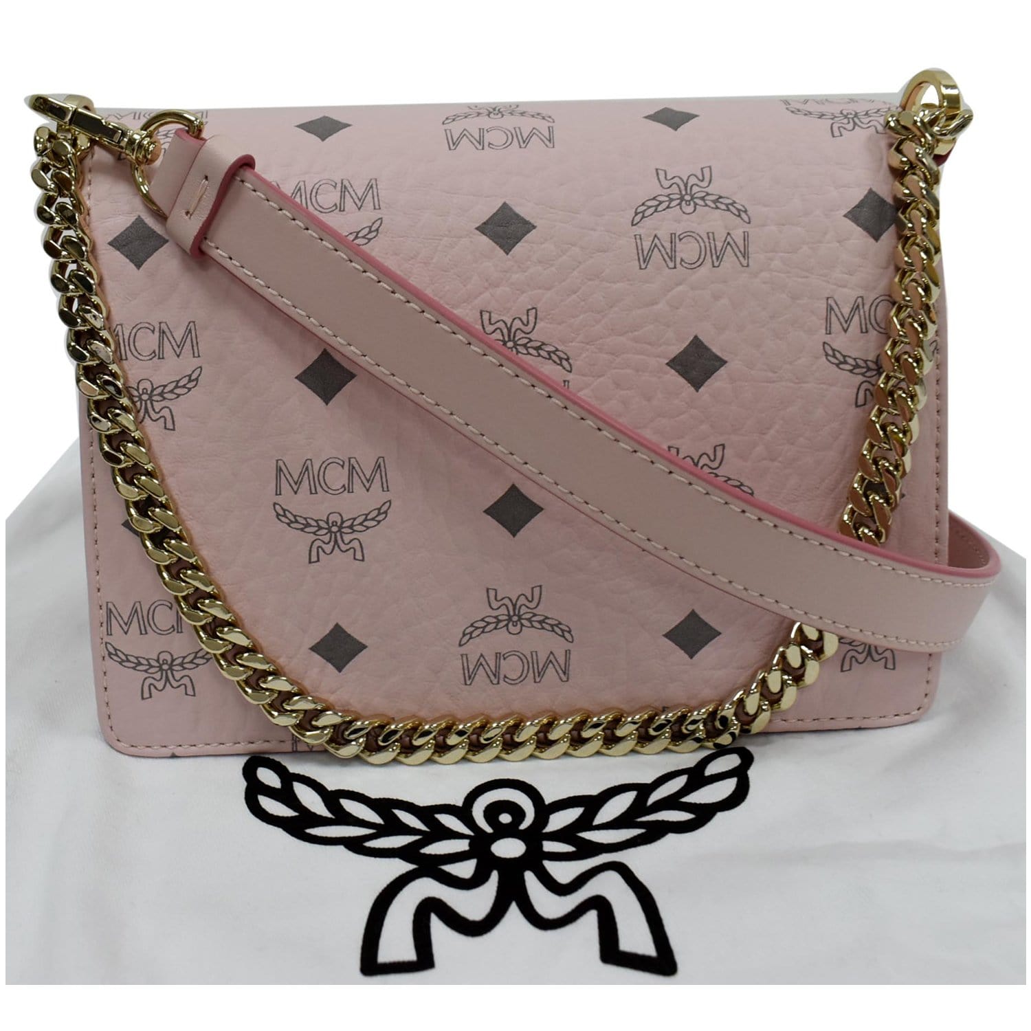 MCM Calfskin Studded Mini Patricia Crossbody Bag Pink Blush 689633
