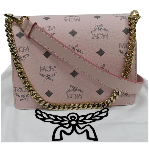 MCM Mini Patricia Visetos Leather Crossbody Bag Powder Pink