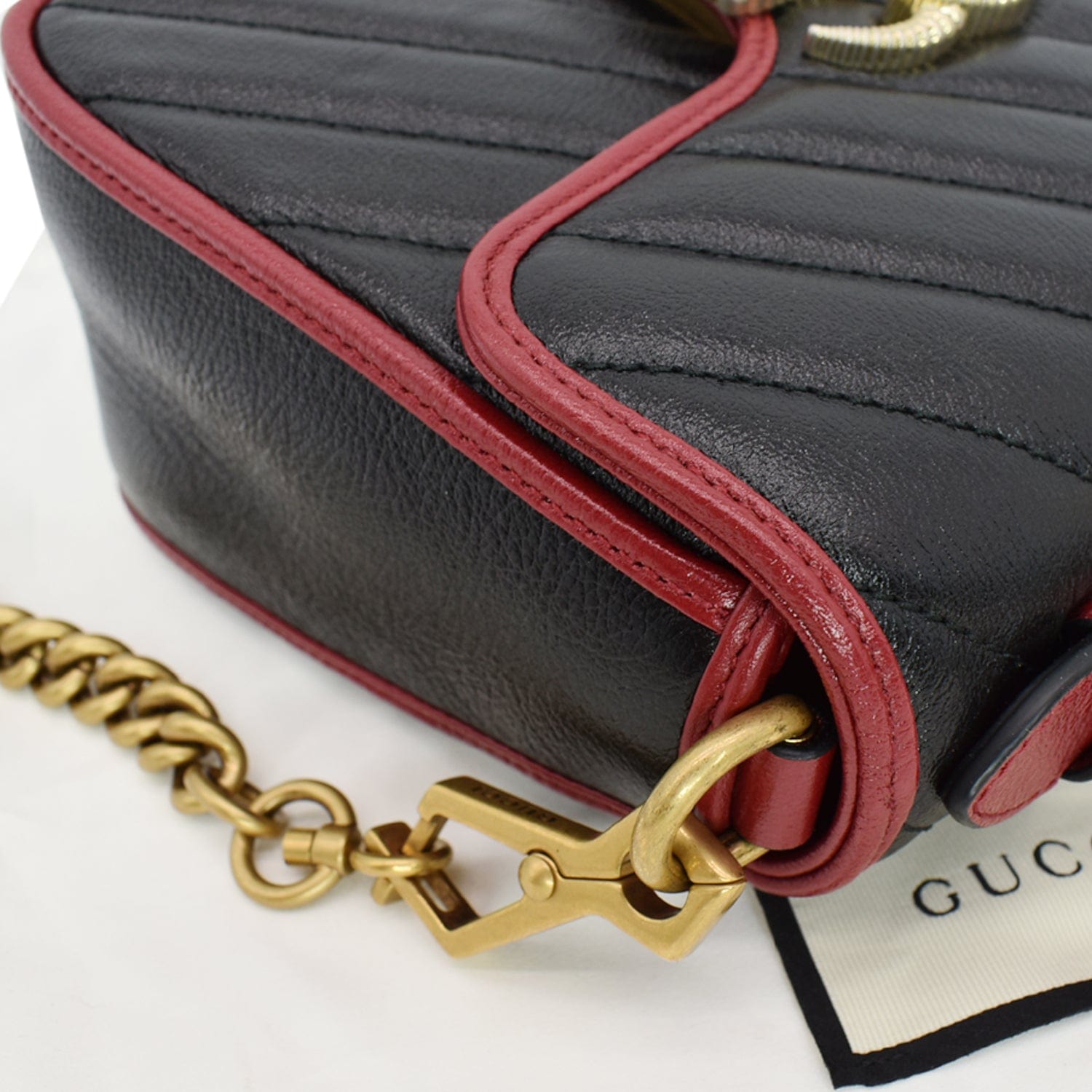 GUCCI GG Marmont Mini Top Handle Shoulder Bag 583571 Black/Cerise