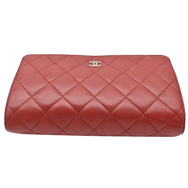 CHANEL WOC Lambskin Leather Chain Crossbody Bag Red