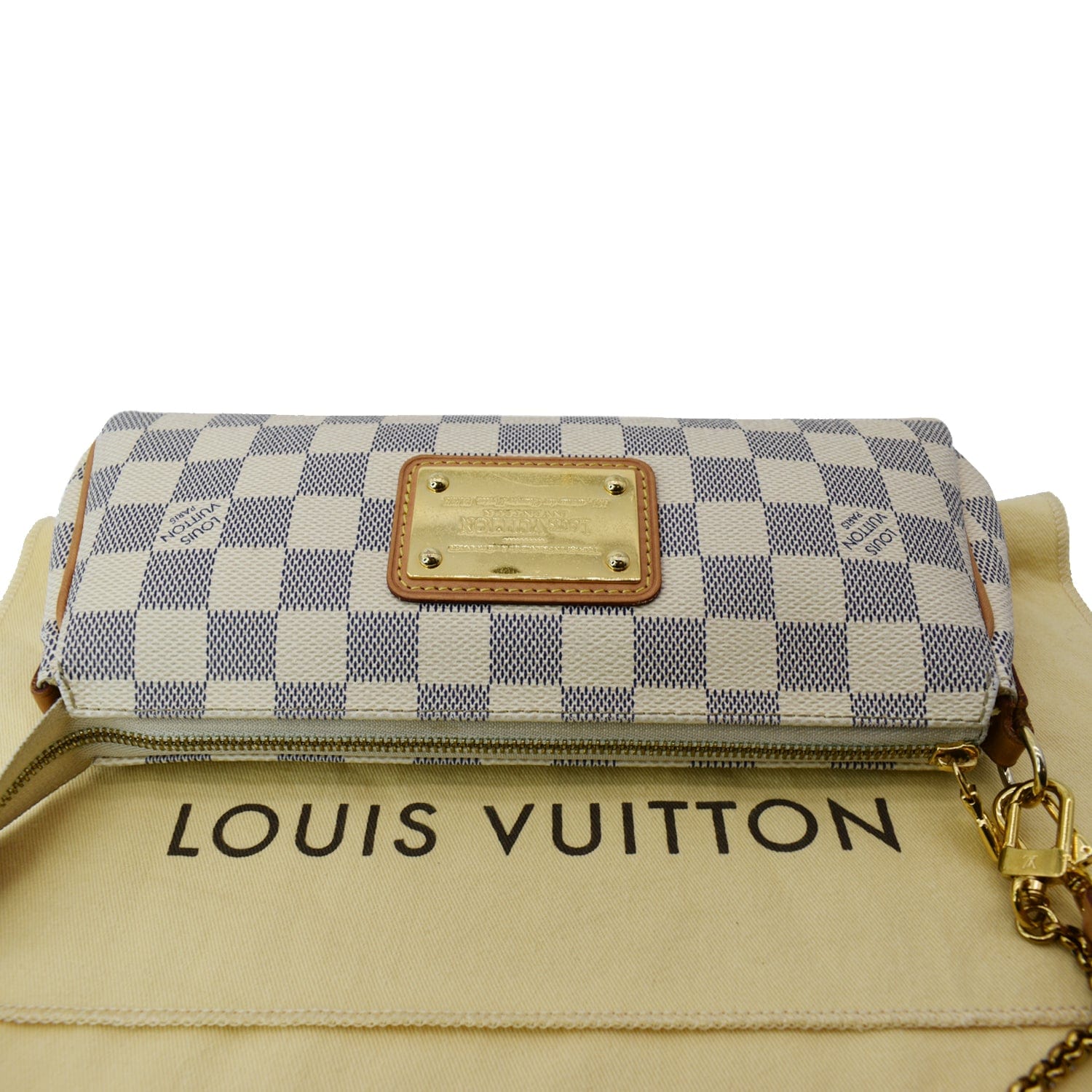 Louis Vuitton Pochette Clutch Eva White Damier Azur Canvas Shoulder Ba -  MyDesignerly