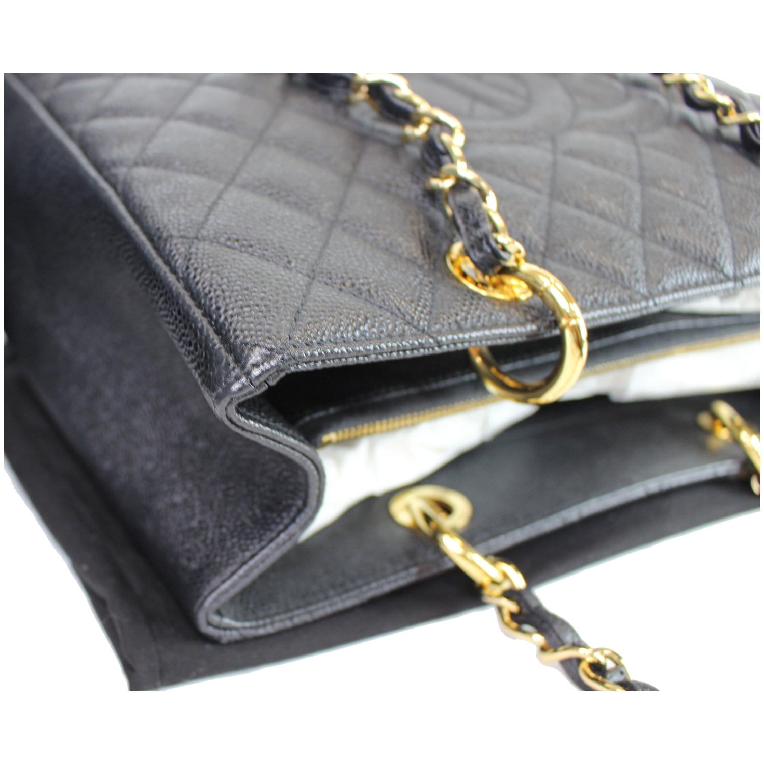 Chanel Grand Shopper Tote (GST) Quilted Caviar Bag in Black | World's Best