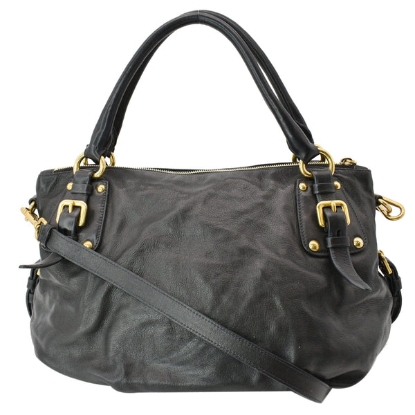 Prada BR4281 Soft Leather Shoulder Bag Black - DDH