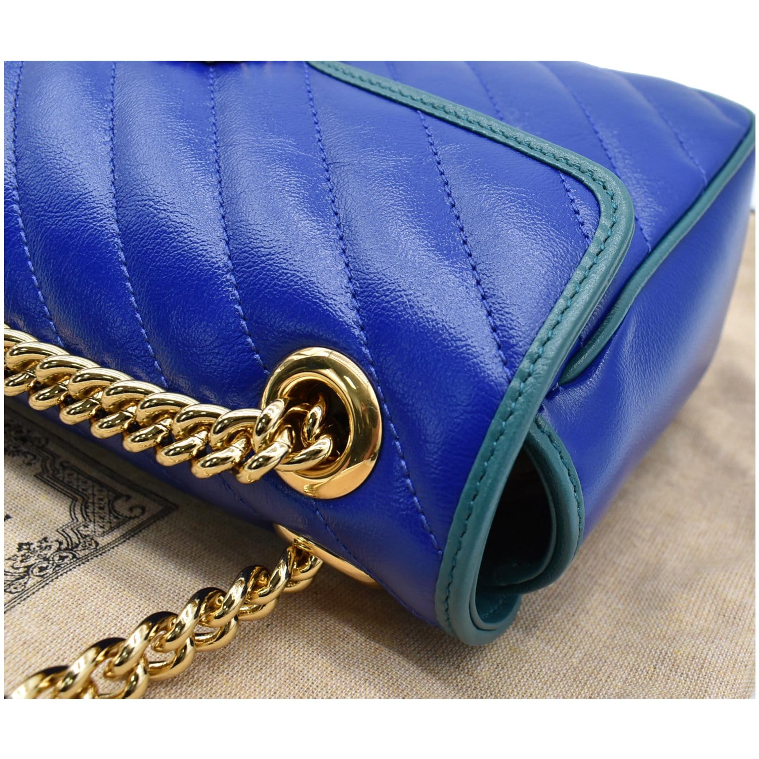 GG Marmont card case in royal blue leather