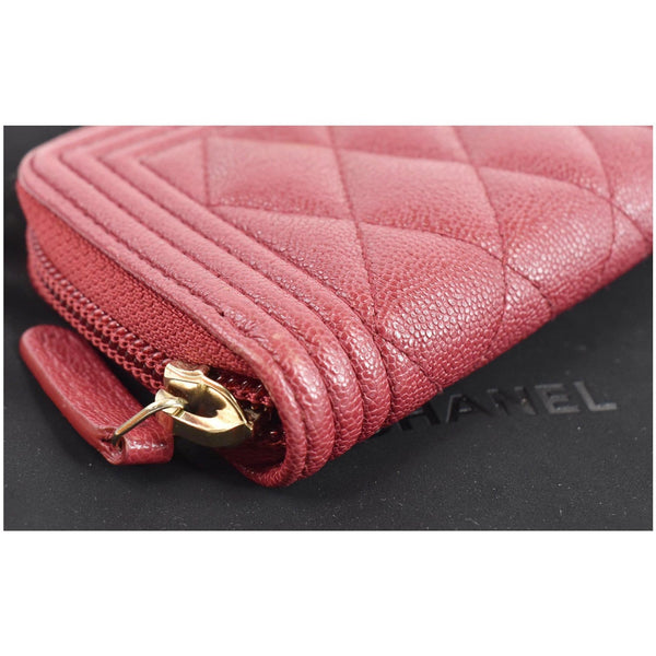 Chanel Boy Zip Around Caviar Coin Purse Wallet | corner preview