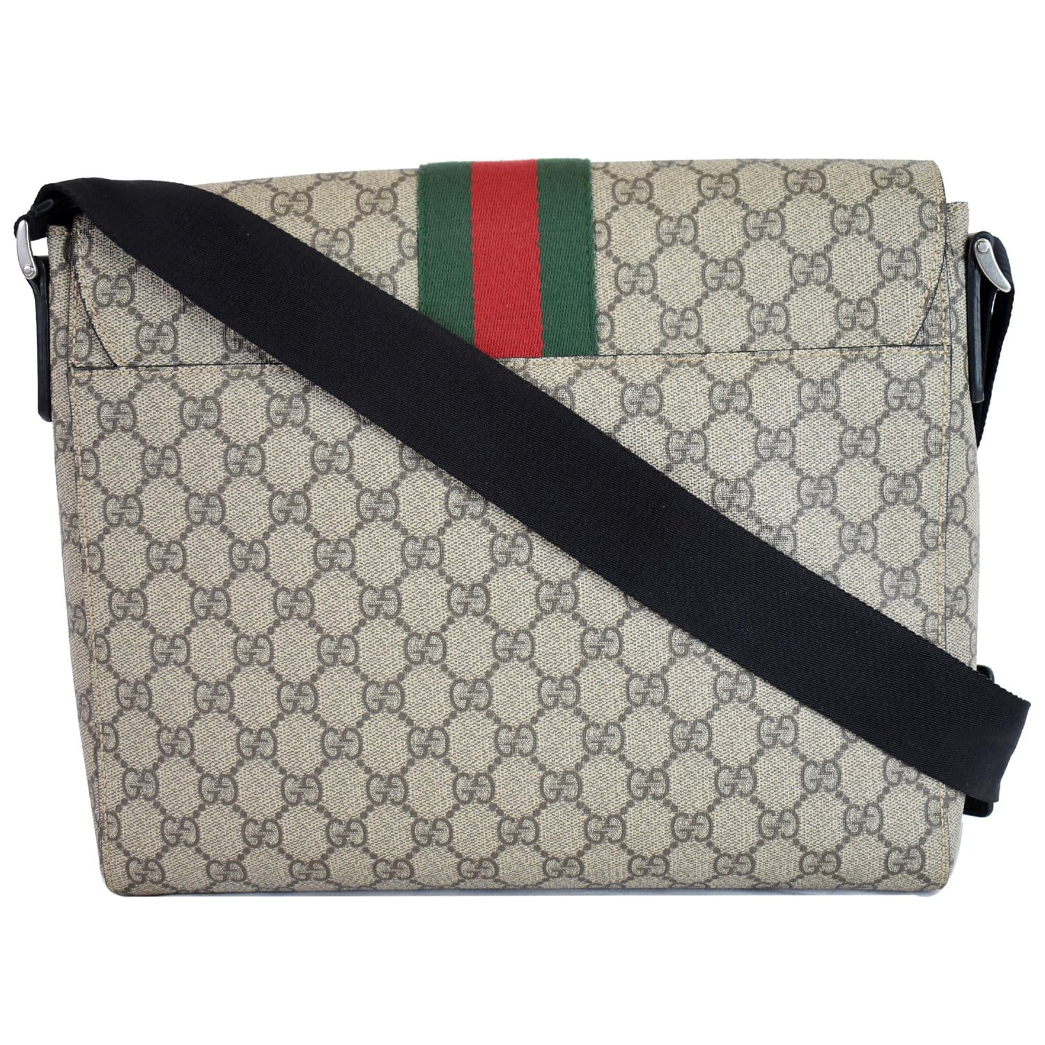 Gucci Front Zip Flat Messenger Bag Monogram GG Imprime