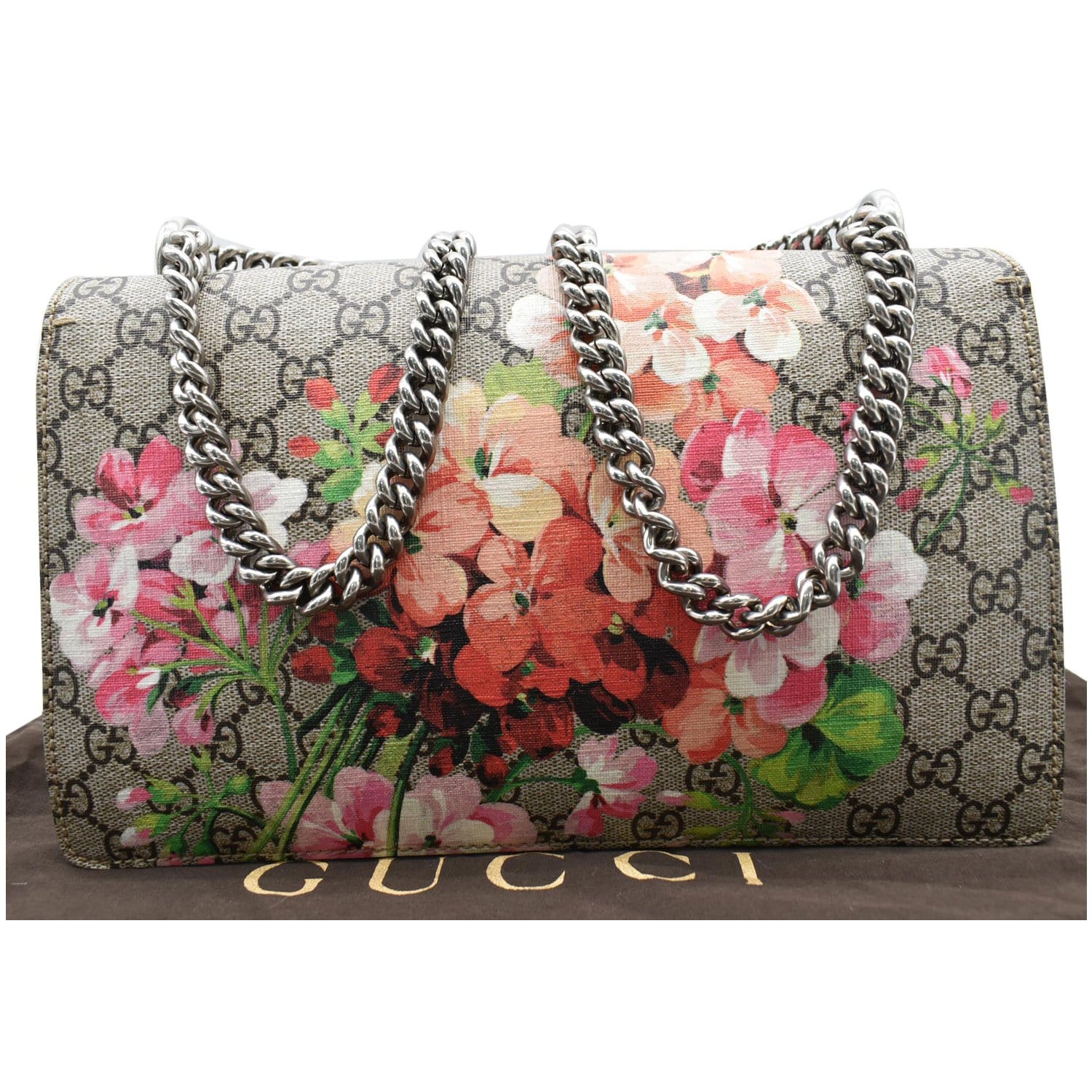Gucci Beige Pink Floral Supreme GG Blooms Cosmetic Pouch Make Up