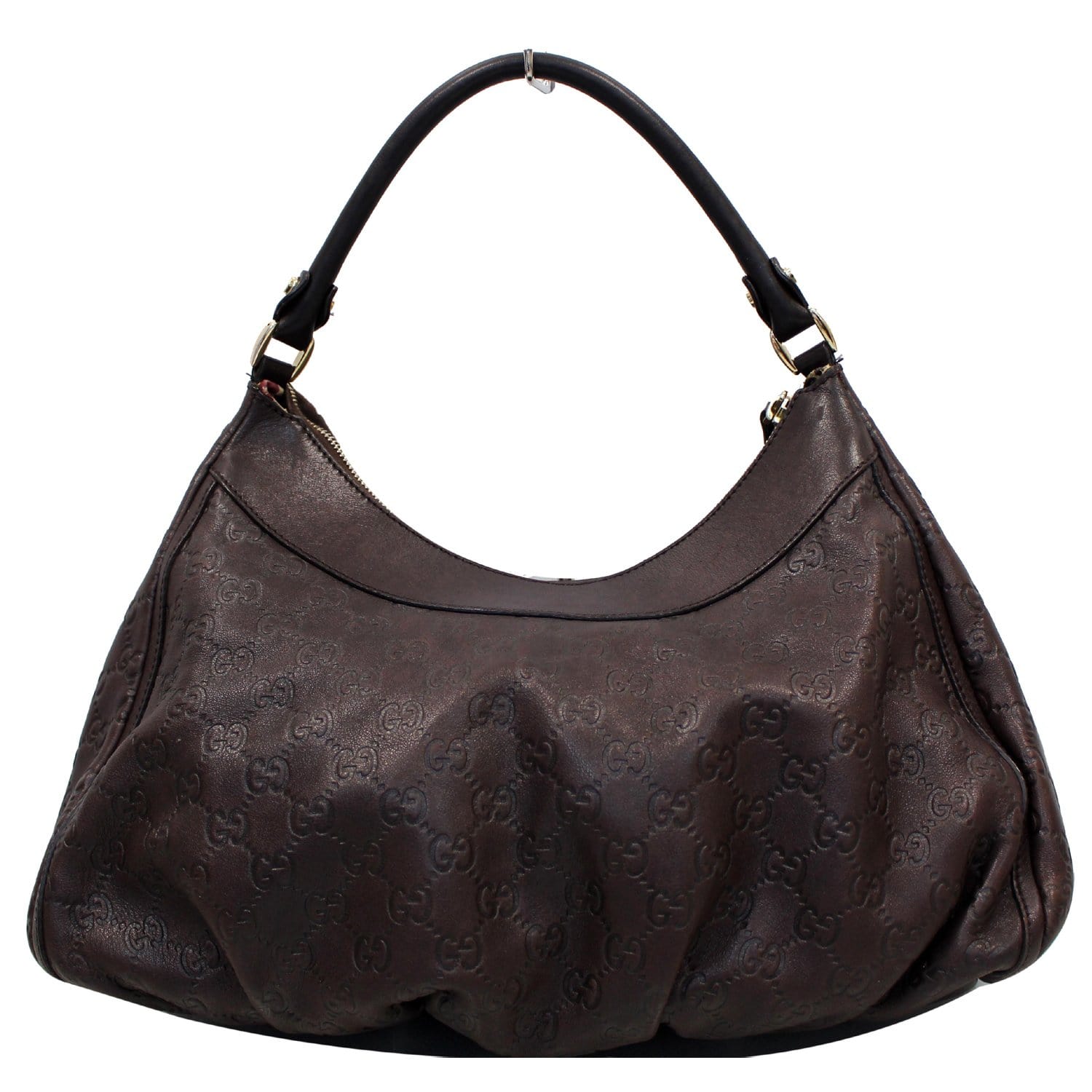 GUCCI D Ring Guccissima Leather Hobo Bag Brown 189833