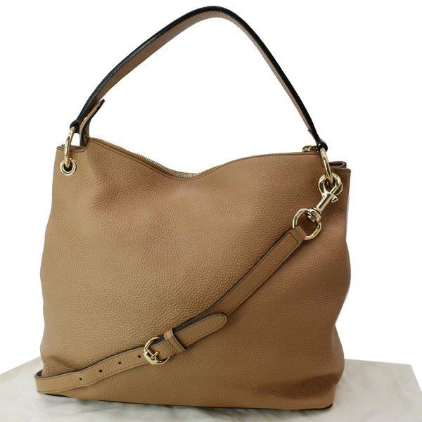 GUCCI Soho Pebbled Leather Hobo Shoulder Bag Rose Beige 408825