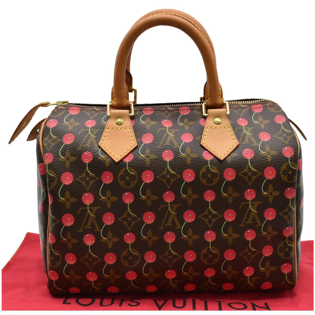 LOUIS VUITTON Cerises Speedy 25 Monogram Canvas Satchel Bag Brown