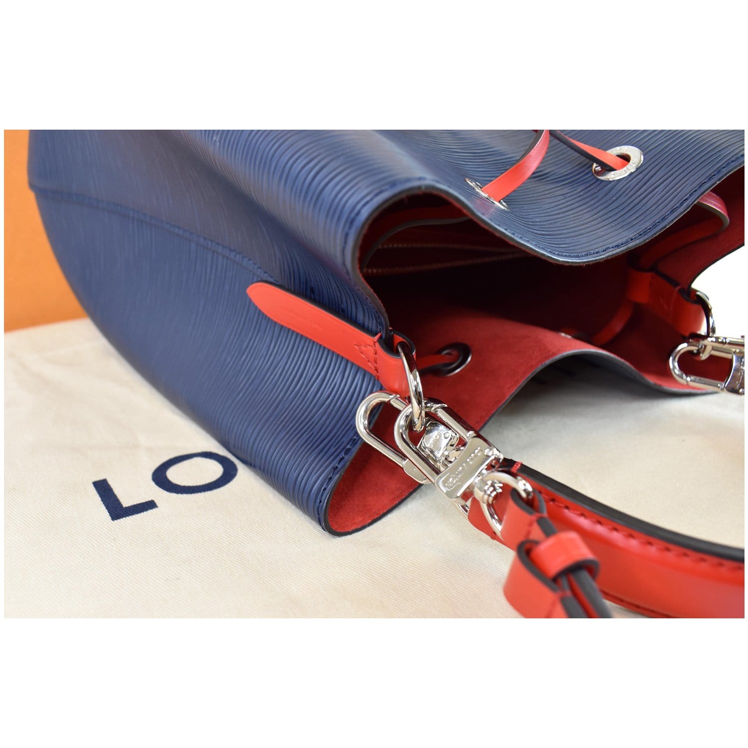 Louis Vuitton, Bags, Louis Vuitton Neonoe Bag Navy W Red New Condition