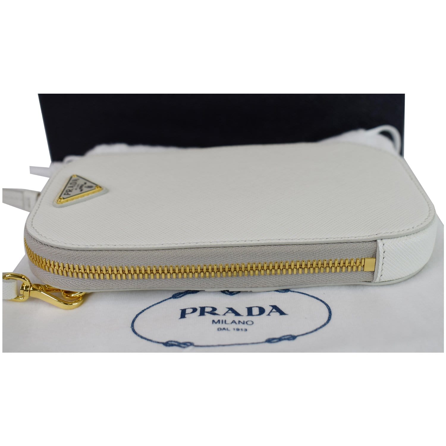 Prada White Saffiano Pattina Crossbody Bag, Luxury, Bags & Wallets