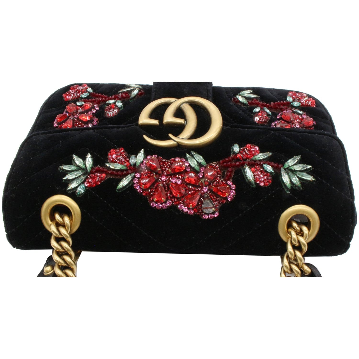 Velvet handbag with gemstones