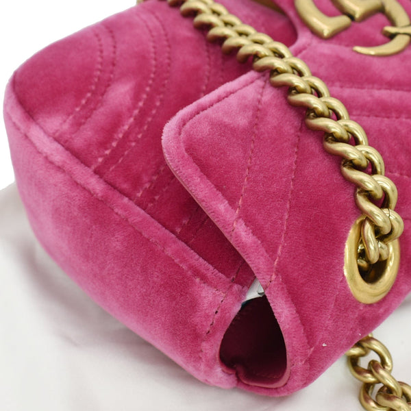 GUCCI GG Marmont Velvet Mini Shoulder Crossbody Bag Pink 446744