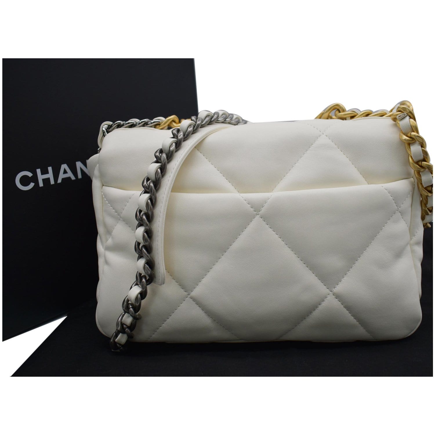 CHANEL Small Lambskin Leather Bag White