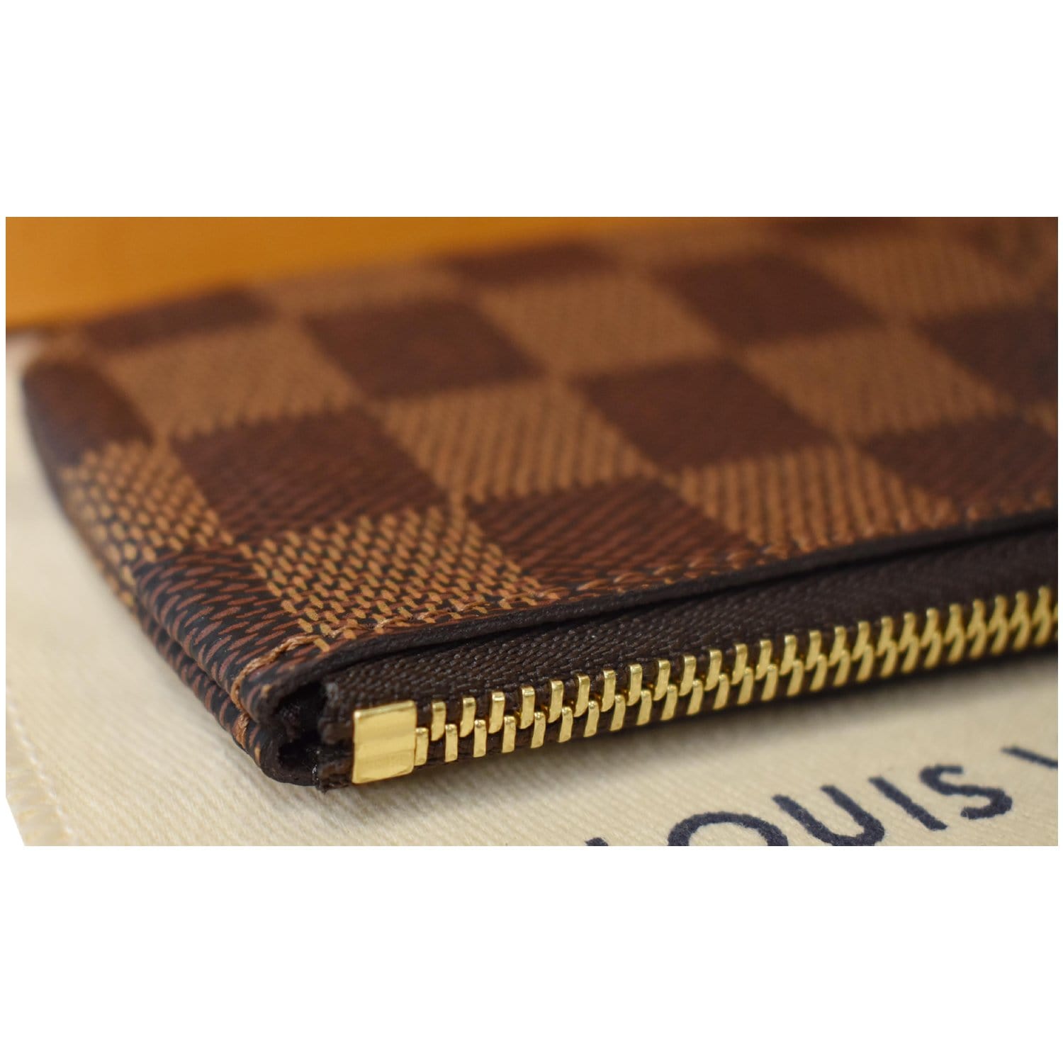 Louis Vuitton Damier Ebene Key Pouch Pochette Cles Keychain Card Coin Case  1130lv23
