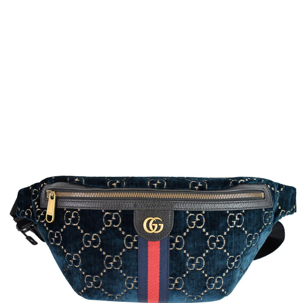 GUCCI GG Monogram Velvet Belt Bumbag Dark Blue 574968