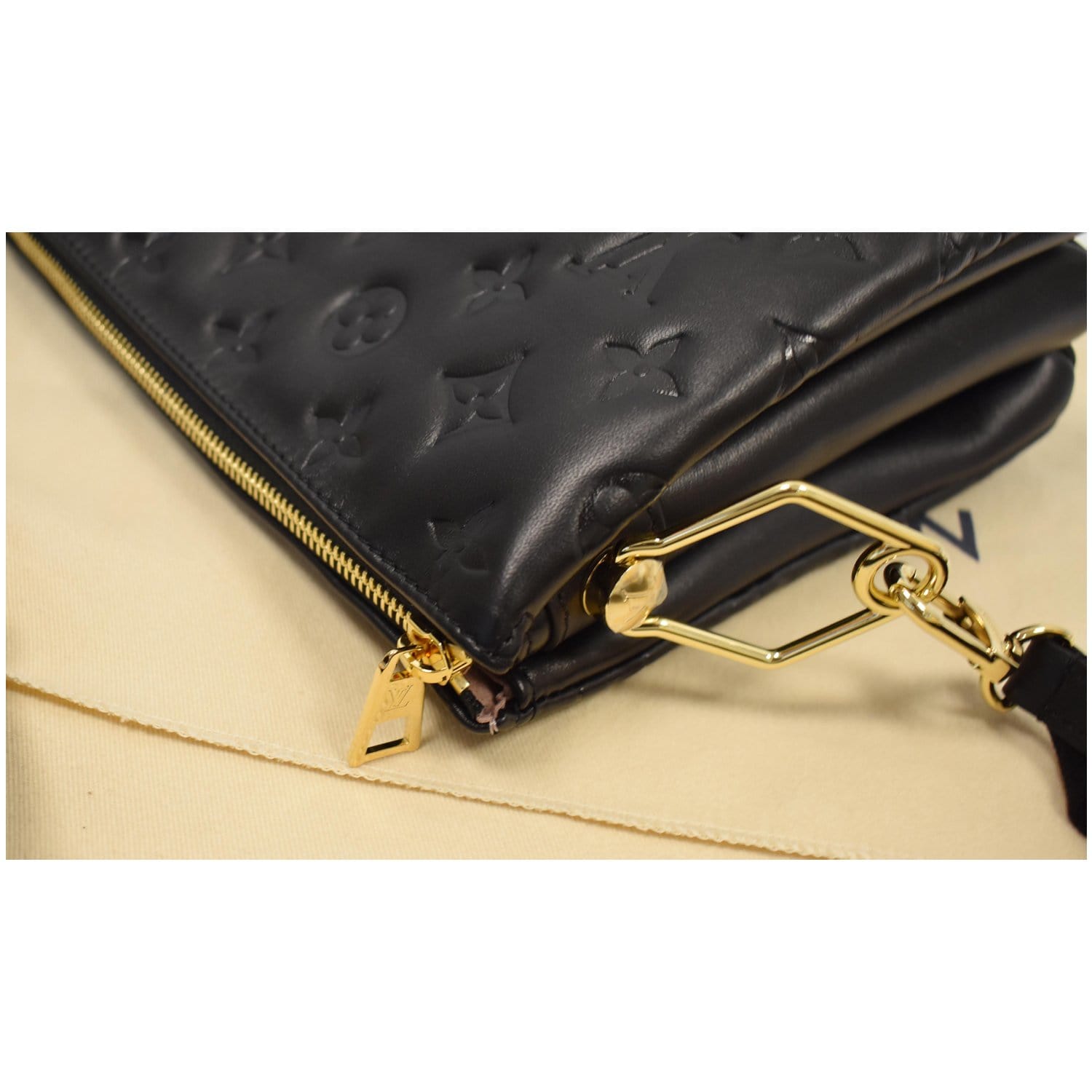 LOUIS VUITTON Coussin PM Monogram Embossed Leather Shoulder Bag Gold