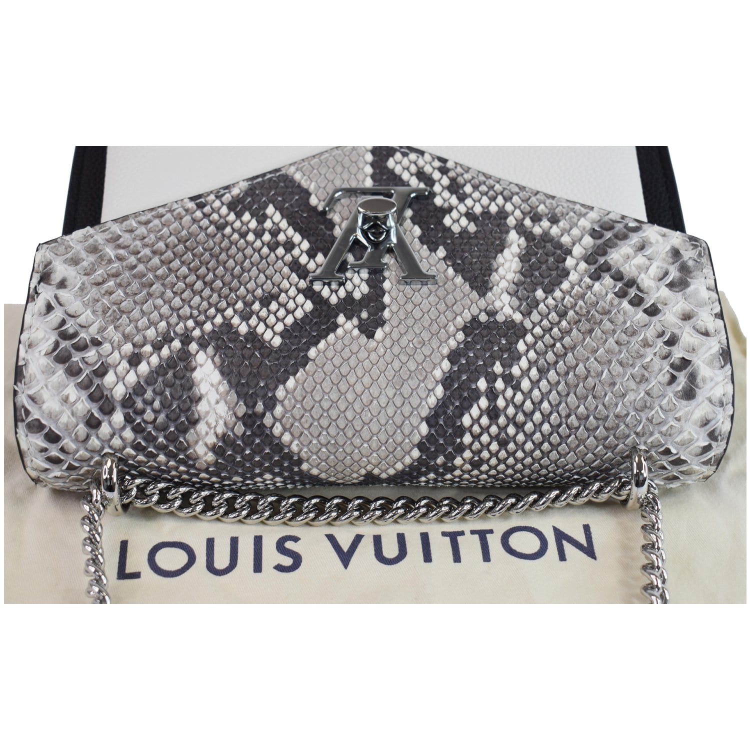 Louis Vuitton Mylockme Chain Pochette Leather with Python Black 1377681