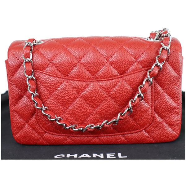 CHANEL Mini Rectangular Flap Caviar Quilted Leather Shoulder Bag Red