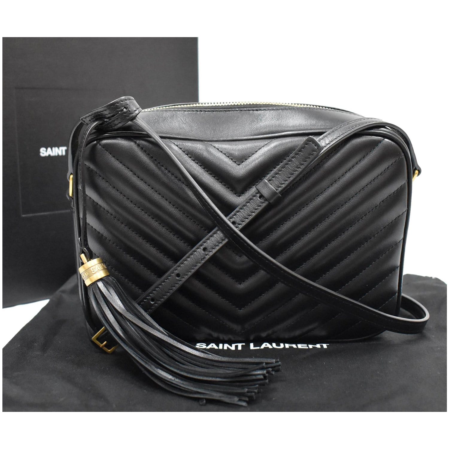 Camera lou leather crossbody bag Saint Laurent Black in Leather - 35701397