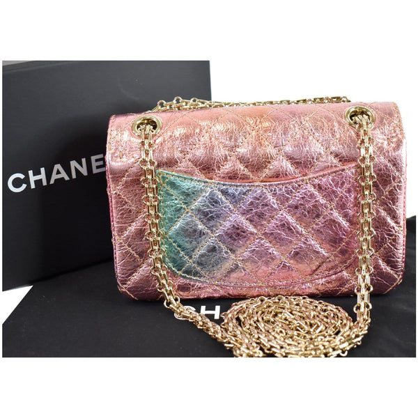 CHANEL Mini Reissue 2.55 Flap Rainbow Metallic Quilted Shoulder Bag Multicolor