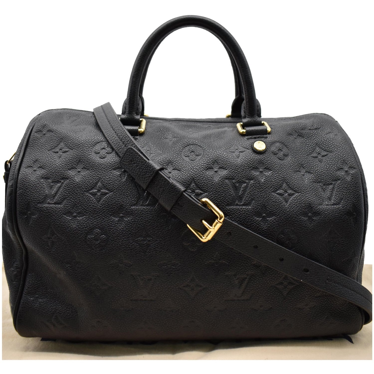 LOUIS VUITTON Speedy 30 Bandouliere Empreinte Leather Noir Handbag