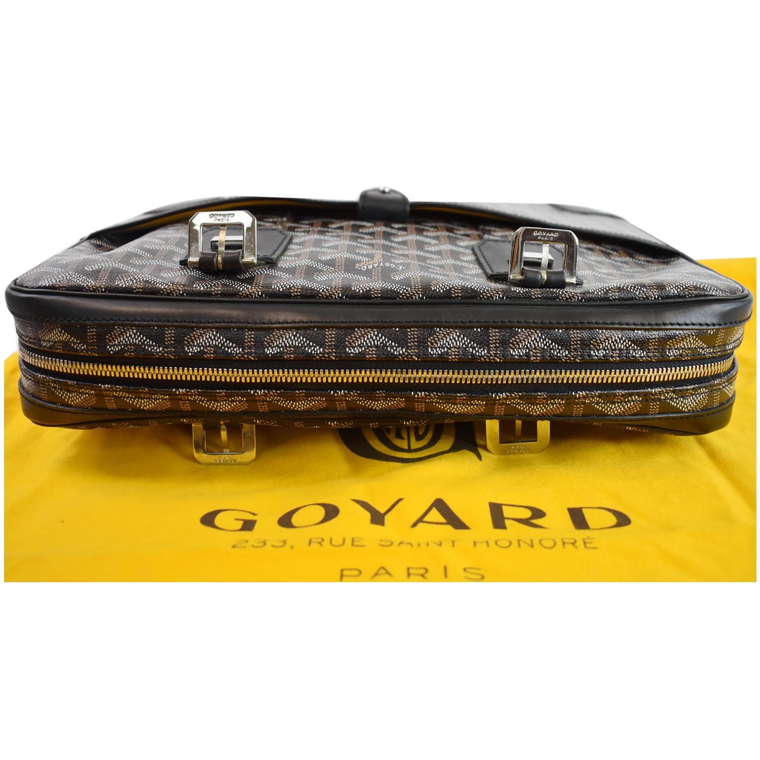 Goyard Black Chevron Goyardine Diplomat Briefcase Attache Bag