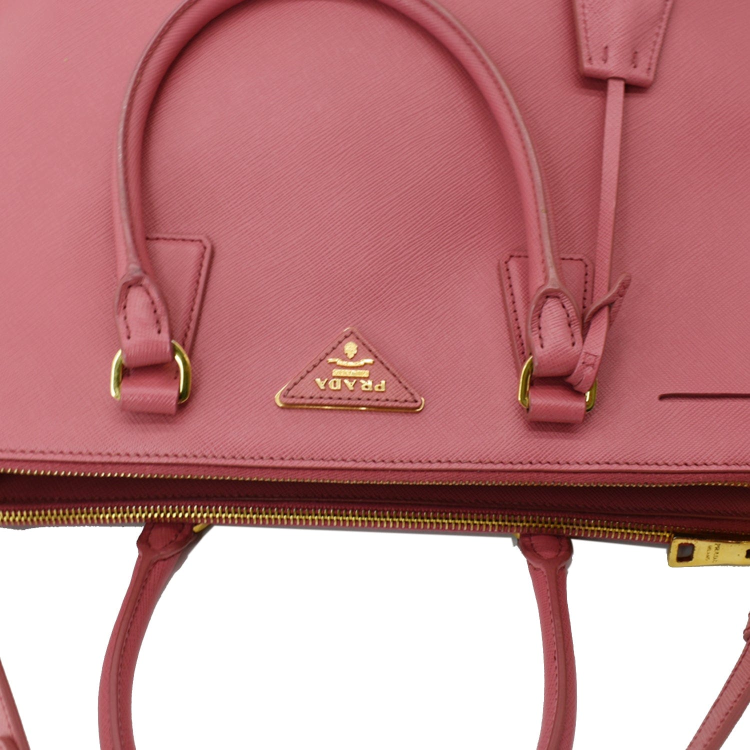 PRADA Galleria Large Double Zip Saffiano Leather Tote Bag Petal Pink 
