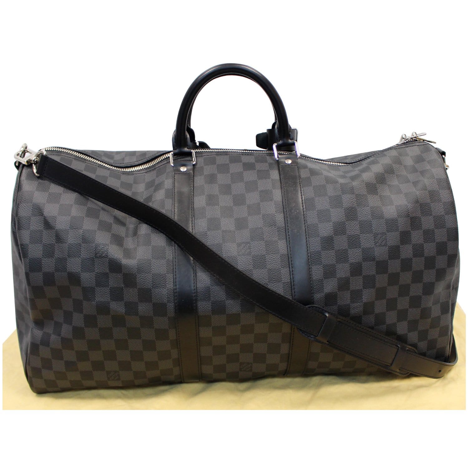 Louis Vuitton Keepall Bandoulière travel bag 55 Grey Cloth ref