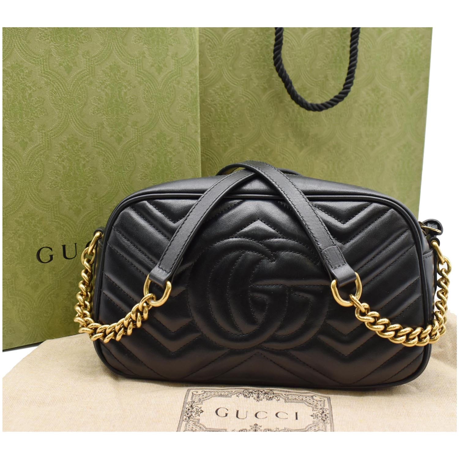 Gg marmont leather crossbody bag Gucci Black in Leather - 35606686
