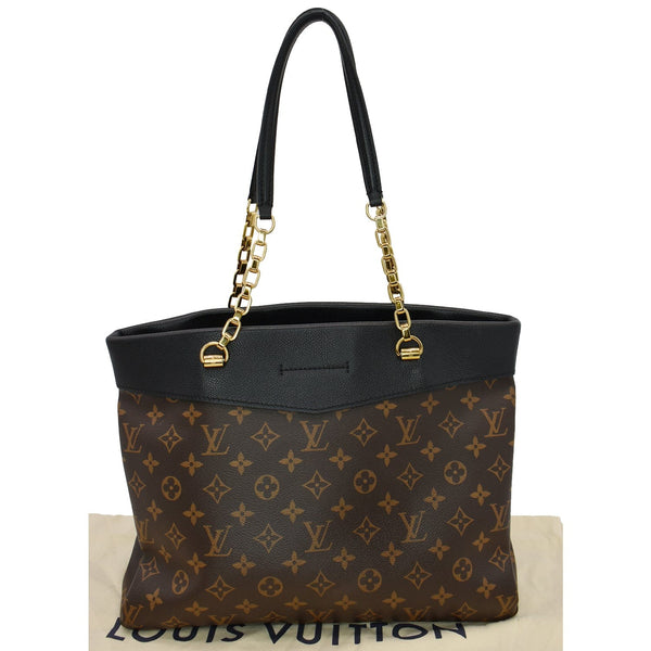 LOUIS VUITTON Pallas Chain Monogram Canvas Shopper Bag Brown