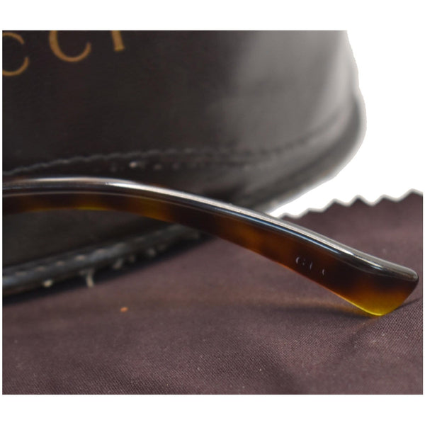 GUCCI Havana Frame Wrap Sunglasses Brown Lens