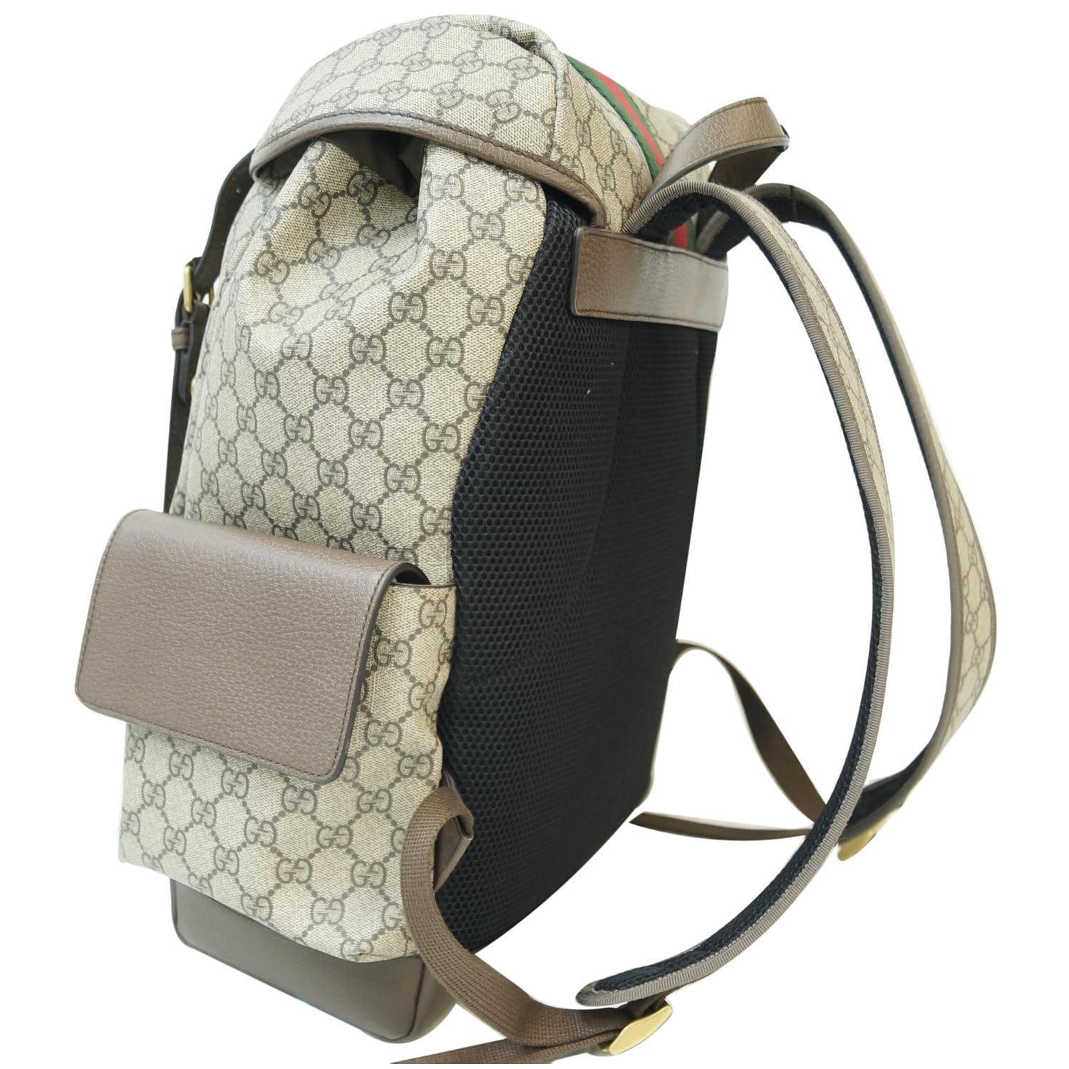 Ophidia GG medium backpack in beige and ebony Supreme