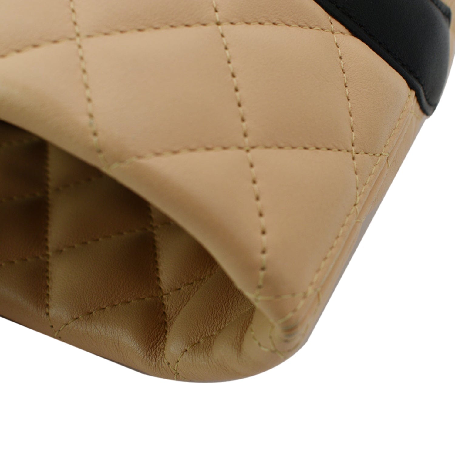 CHANEL Calfskin Quilted Large Cambon Bowler Beige Black | FASHIONPHILE