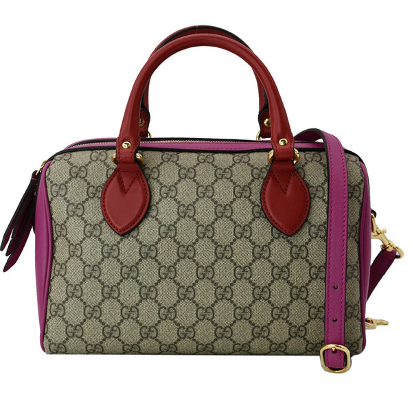 GUCCI GG Supreme Top Handle Leather Boston Bag Beige 409529