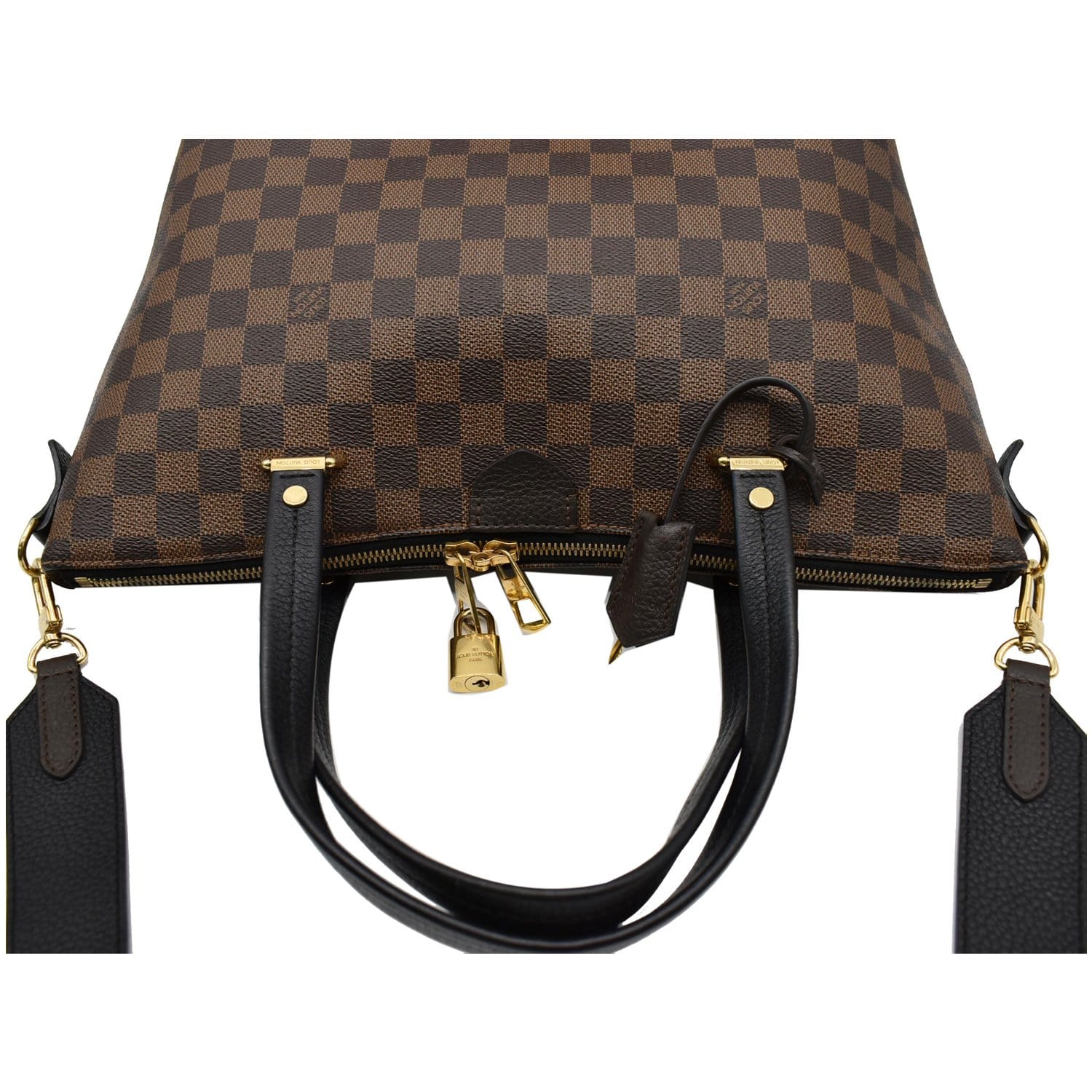 Louis Vuitton Tote Hyde Park Damier Ebene Noir Black in Canvas/Leather with  Brass - US