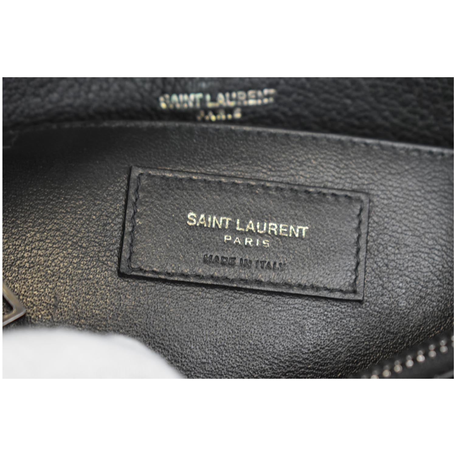 Yves Saint Laurent Black Chevron Quilted Calfskin Leather Monogram
