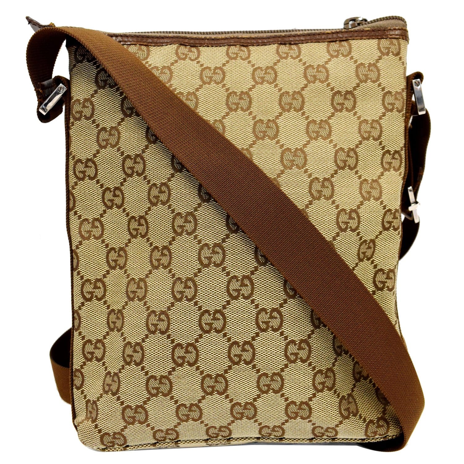 Vintage Old Gucci Small Shoulder Crossbody Bag Brown Canvas 