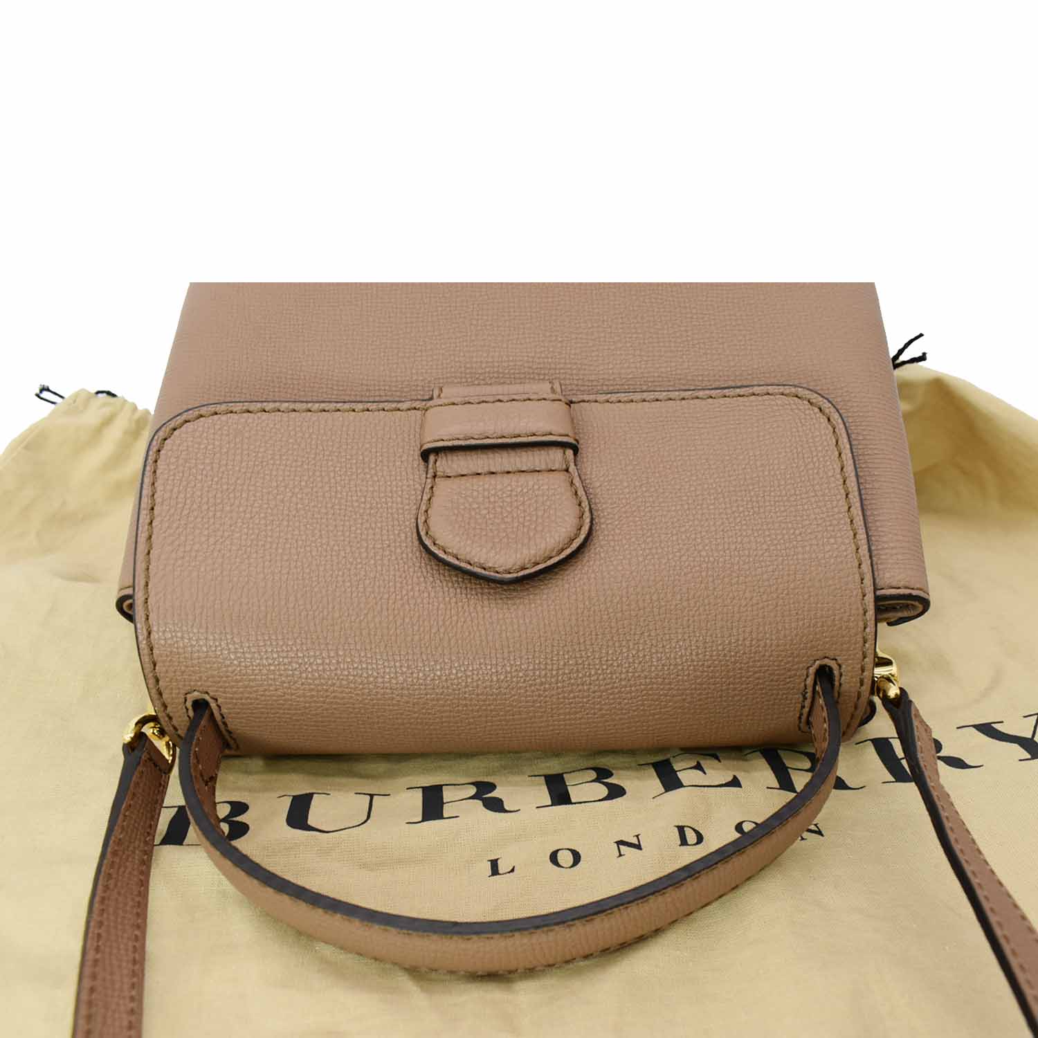 Burberry Brown Leather and House Check Canvas Small Banner Tote