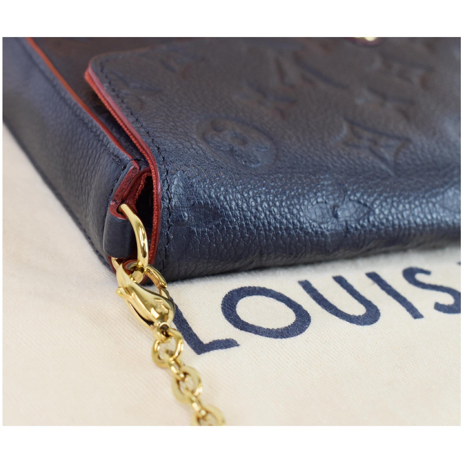 3ad3693] Auth Louis Vuitton Chain Wallet Monogram Empreinte Pochette Félicie  M82610 Tourtrail/Creme