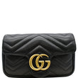 GUCCI GG Marmont Matelasse Leather Super Mini Crossbody Bag Black