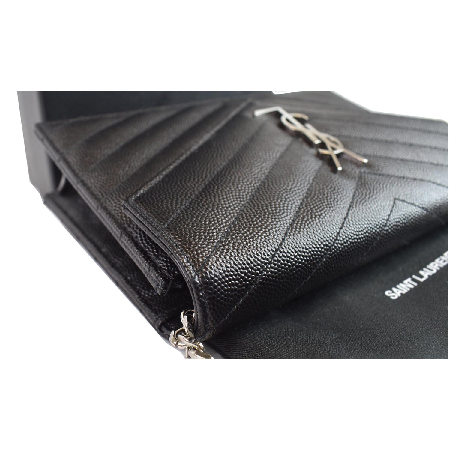 Saint Laurent Large Monogram Leather Wallet Black