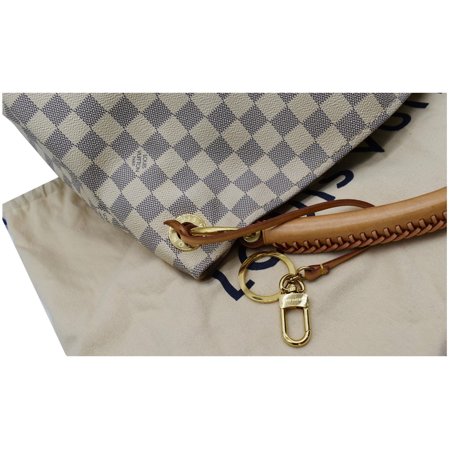 LOUIS VUITTON Artsy MM Damier Azur Shoulder Bag White E4872 